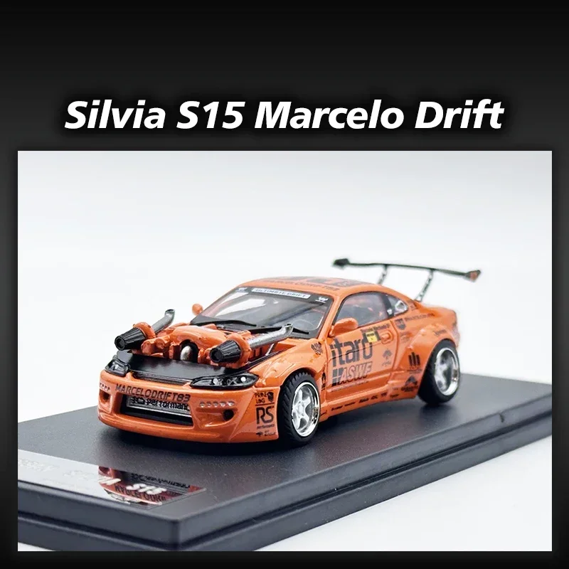 YS In Stock 1:64 Silvia S15 Marcelo Drift Cayenne V8 Engine Diecast Diorama Car Model Collection Miniature Toys