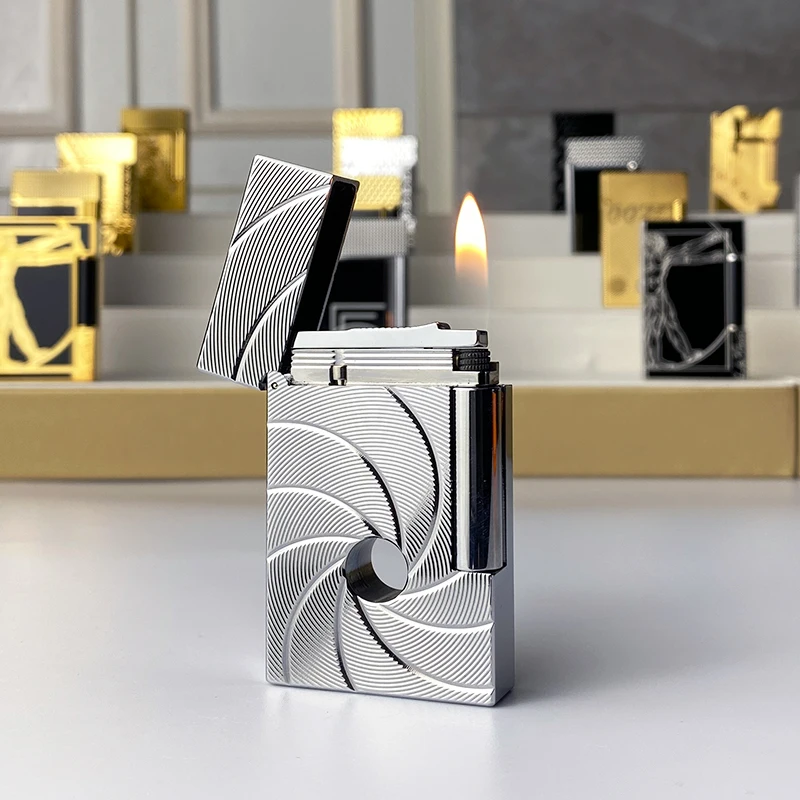New Commemorative Edition Single and Double Flame Luxury Lighter Ping Sound Natural Paint Cigarette Smoking Butane Lighter 18100