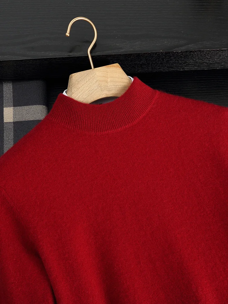 

Men's pullover Sweater Mock Neck Simple Solid Color 1 100% 2025 New Arrivals Cashmere Knitwear Business Casual Minimalist Style