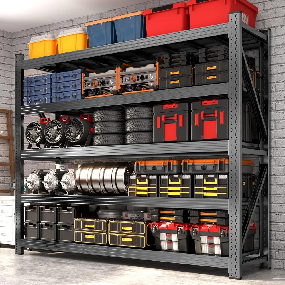 

8000LBS Garage Shelving Heavy Duty, 5-Tier 71" H Storage Garage Shelves, Industrial Adjustable Metal Shelving Units for Garages,