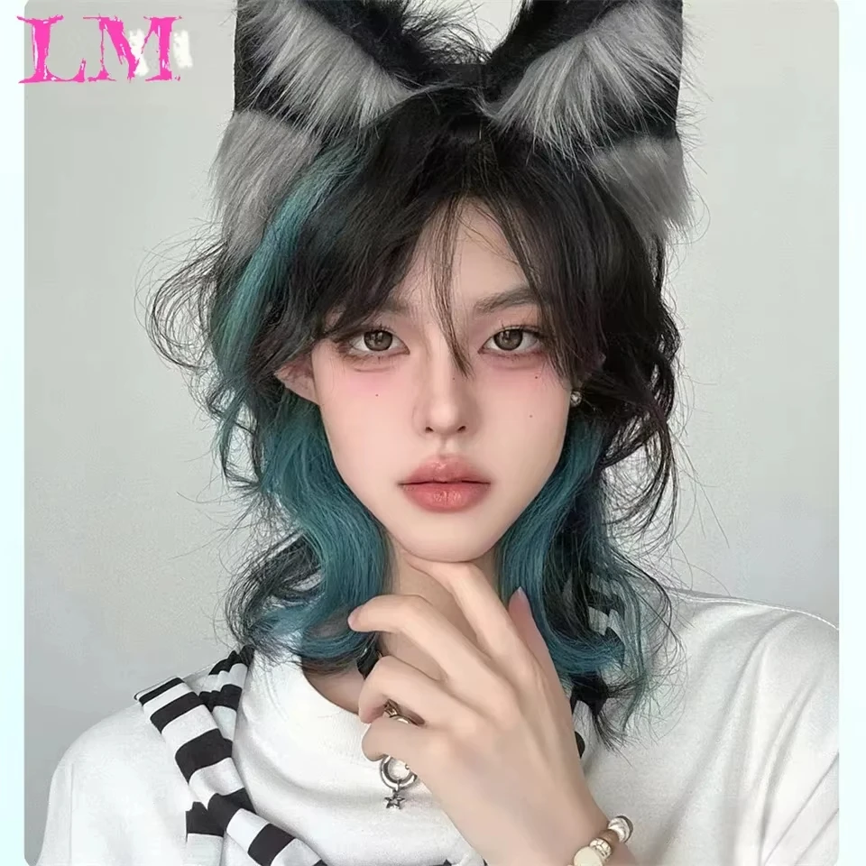 LM Synthetic Black Short Men Wig With Middle Parted Bang Styling Wig for Men Daily Wear Toupee Hairpieces Straight H