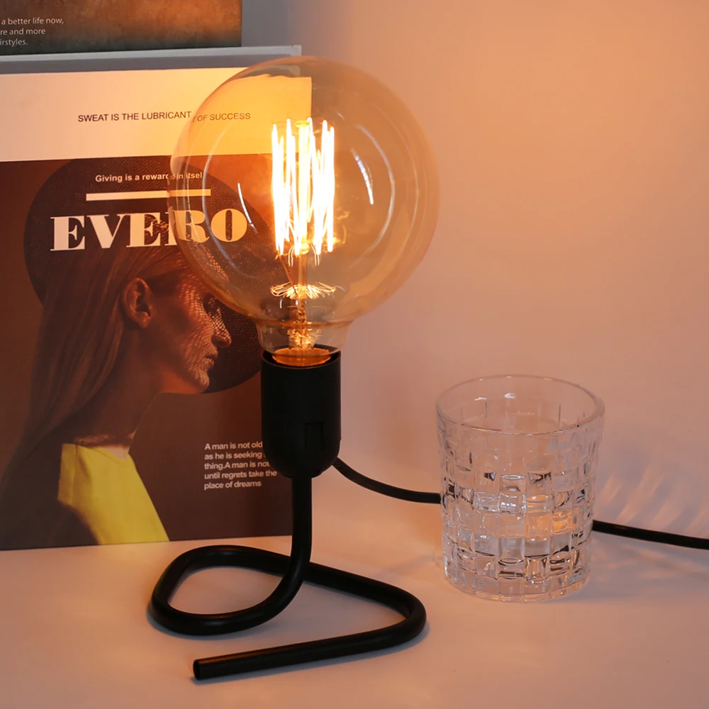 Retro Table Lamp E27 EU Plug Switch Desk Lamp Wood Night Light Fixture Vintage For Bedroom Decorations Bedside Lamp Room Decor