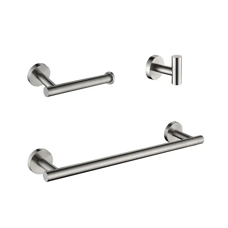

3-Piece Bath Hardware Set - Towel Bar, TP Holder, Robe Hooks for Bathroom Accessories