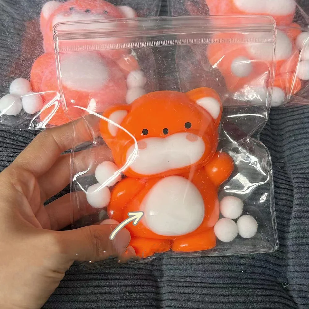 

2024 Kawaii Cartoon Red Fox Adult Fidgeting Squishy Kids Toys Stress Relief Toys Slow Rebound Plush Fox Girl Birthday Cute Gifts