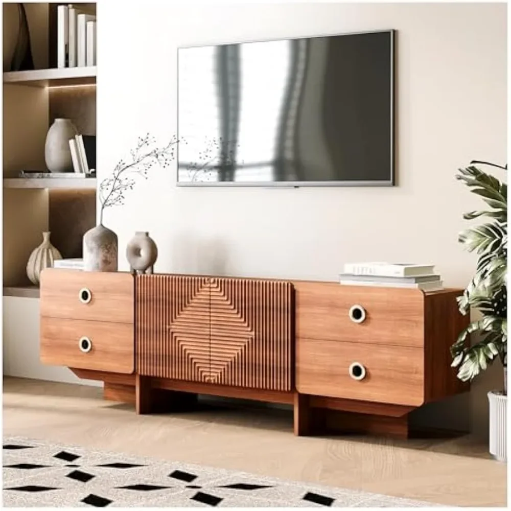 TV Stand for 75+ Inch TV with 4 Drawers, Entertainment Center with Storage Cabinet, Large  Media TV Console, Television Stands