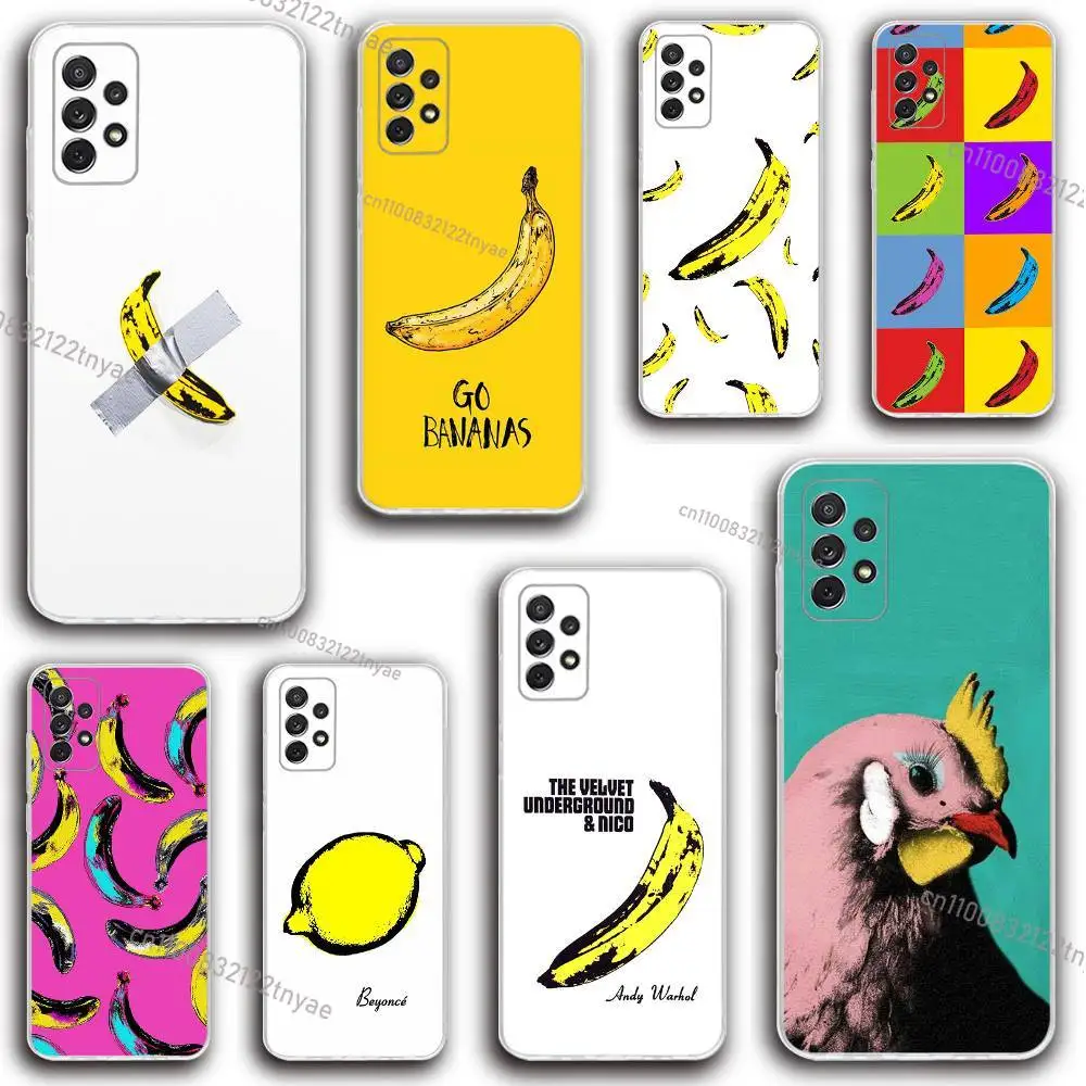 

A-Andy W-Warhol Art Banana Phone Case Silicone For Samsung S30,23,21,22,20 FE lite,S10,9,PIus Note20ultra Soft Transparent