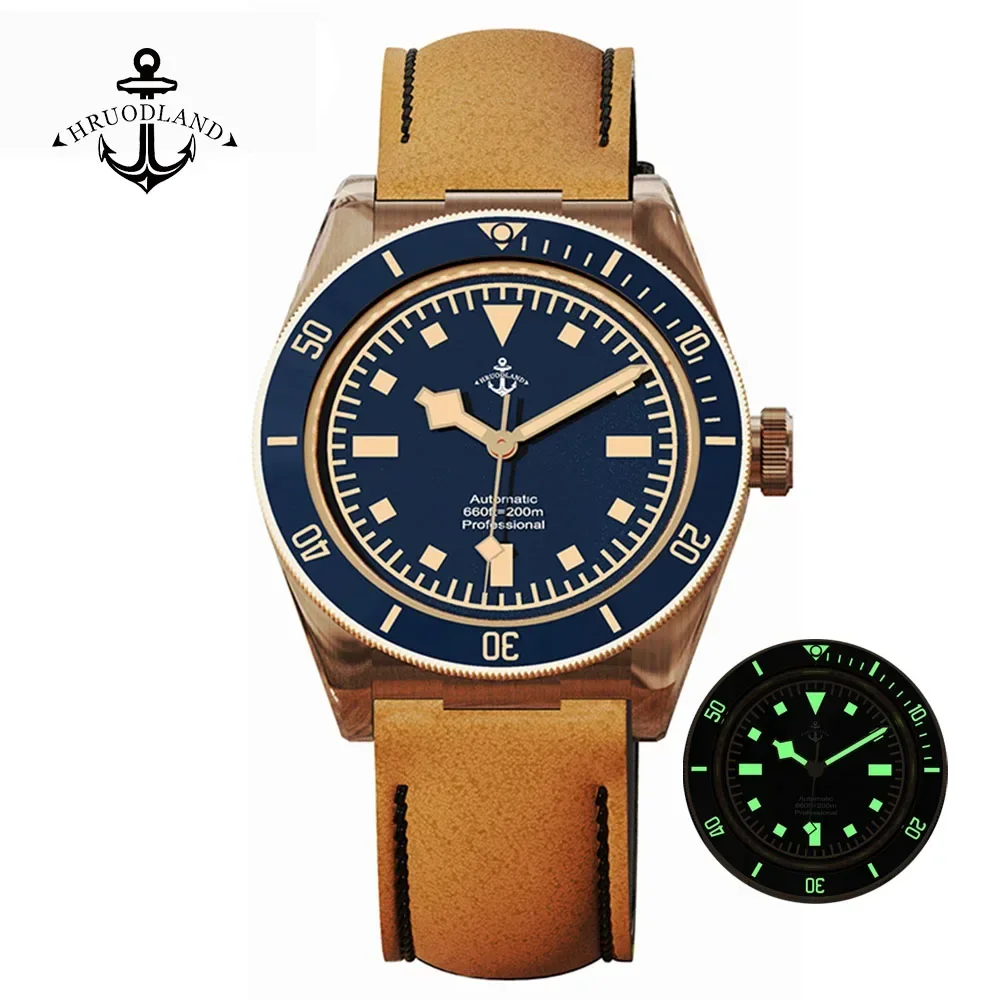 

Hruodland 39mm BB58 Retro Bronze Men Watches Automatic Luxury Sapphire Crystal PT5000 Mechanical Diving Wristwatch for Men Male