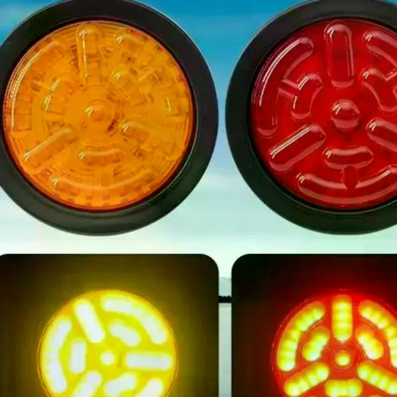 Universal 3 Color Round LED Tail Light Waterproof High Brightness Stop Turn Reverse Light For Truck Trailer RV