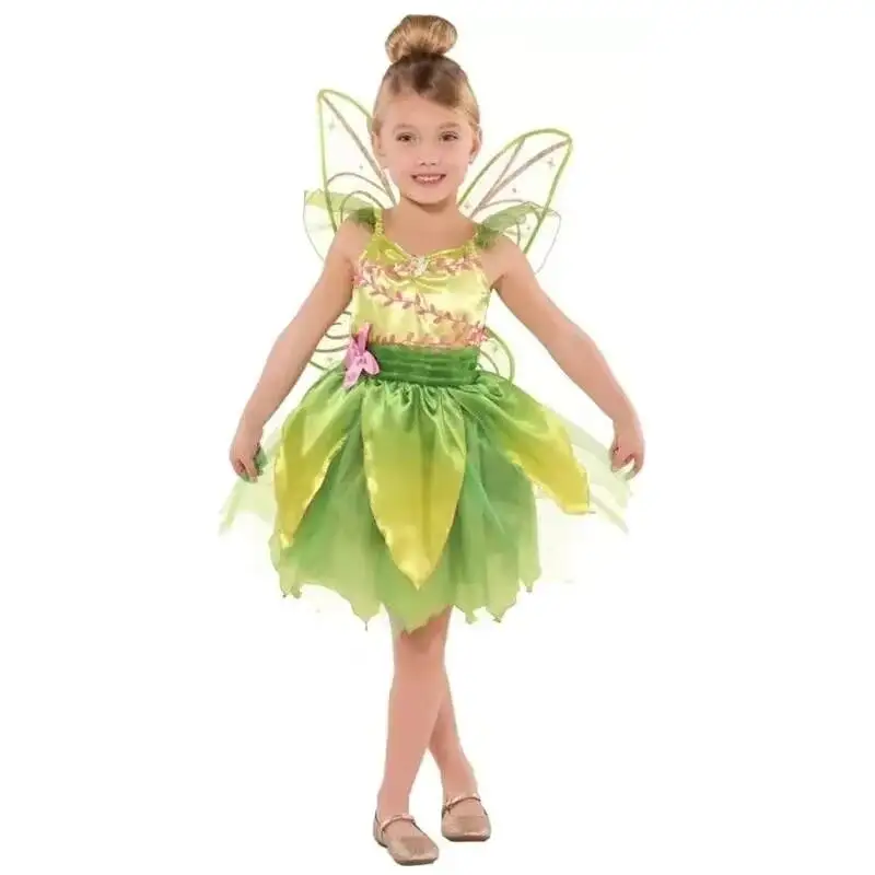 

Костюм Тинкербелл для девочек на Хэллоуин от Reneecho, зеленое нарядное платье Тинкербелл для детей