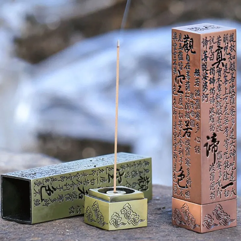 

Heart Sutra Alloy Buddhist Incense Stick Holder Burning Joss Insence Box Burner Use In Home Teahouse Home Decoration