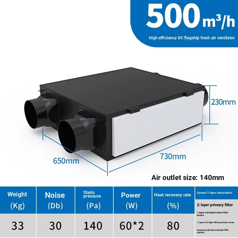 Heat Recovery Fresh Air System with 58L Dehumidifying Capacity Low Noise 0-50 DB Metal Construction view 6