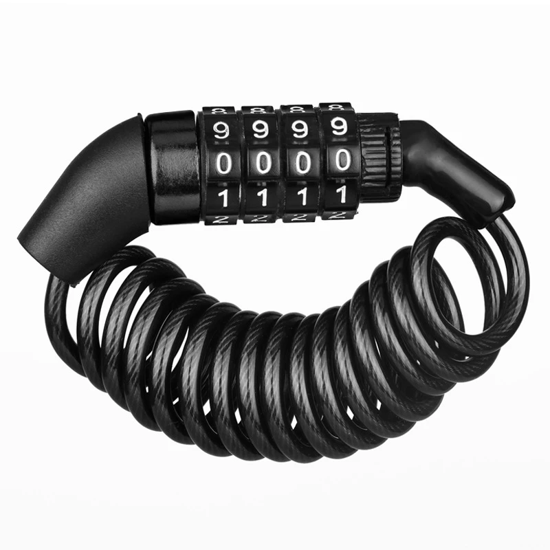Bicycle Lock 4 Digit Combination Code Steel Cable Security Password Lock Anti-Theft Bike Bike Helmet Lock Cycling Accessories