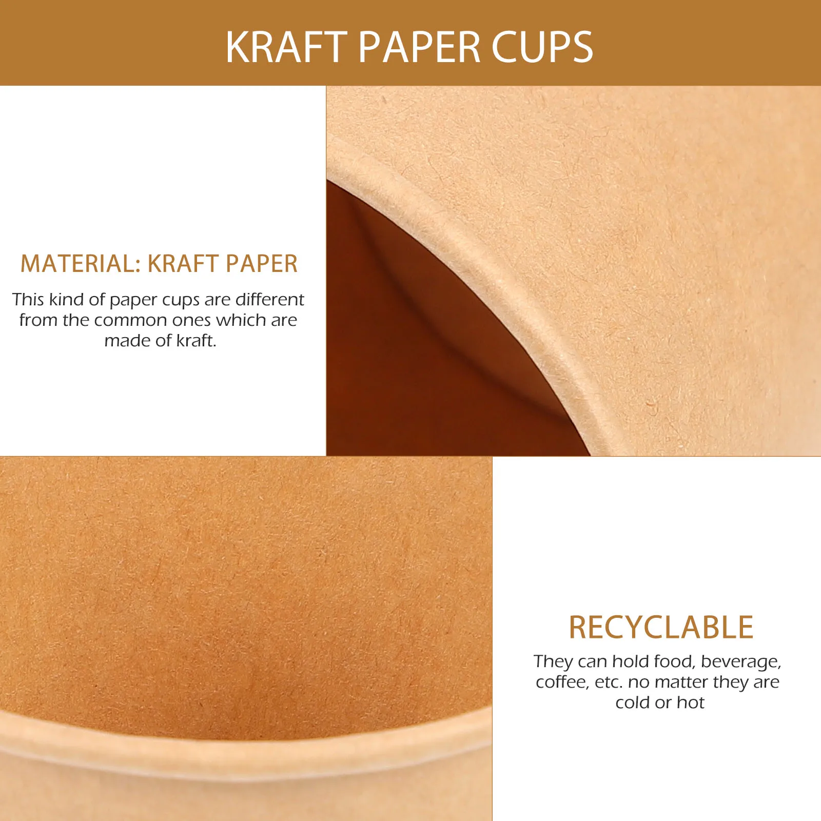 

20 Pcs Kraft Paper Cups Sturdy Leak Resistant Greaseproof Containers Hot Cold Food Beverage Holder Eco Friendly Recyclable Treat