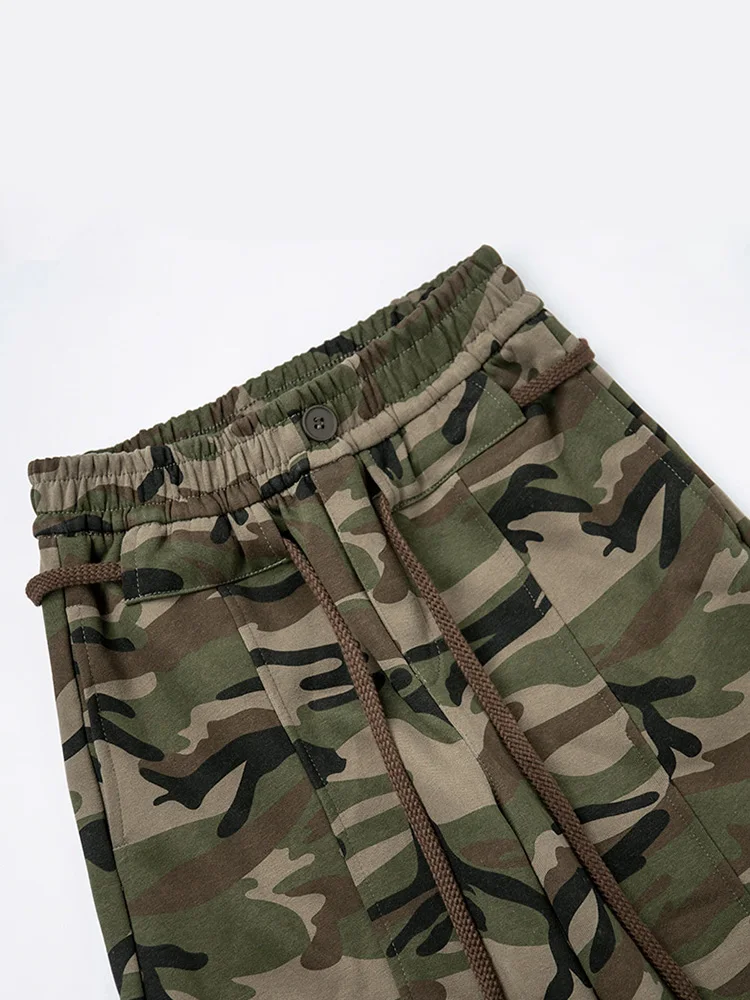 Pantaloni a gamba larga cargo mimetici retrò 2025 da donna - Pantaloni a gamba dritta slim fit larghi a vita alta primavera autunno