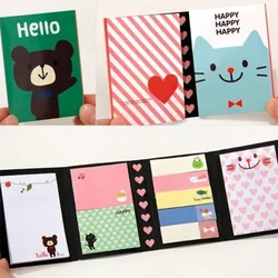 Portable Notes Sticker Paper Self-Adhesive Four Fold Flags Notes Tab Post Cute Animals Memo Pads Sticky Marker Colorful Bookmark