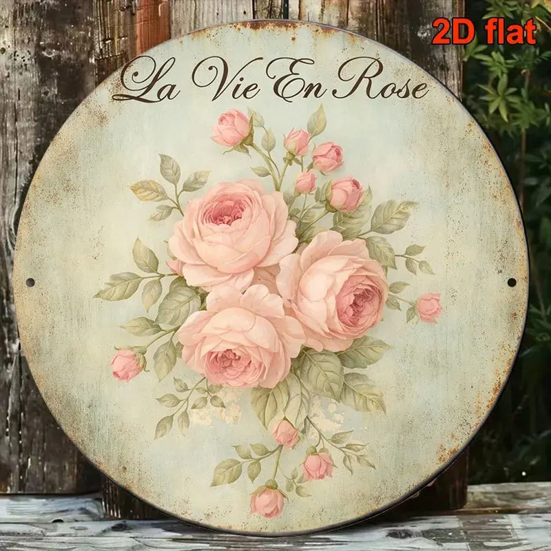 2D Flat Round Aluminum Sign, Vintage Decorative Plaque About 