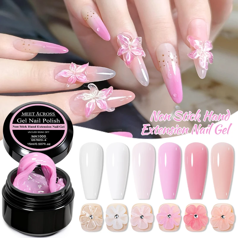 8ml/15ml Non Stick Hand Extension Gel Nails Clear White Nude Pink 3D Carved Paintings UV Gel Builder Gel for extension Nail Art