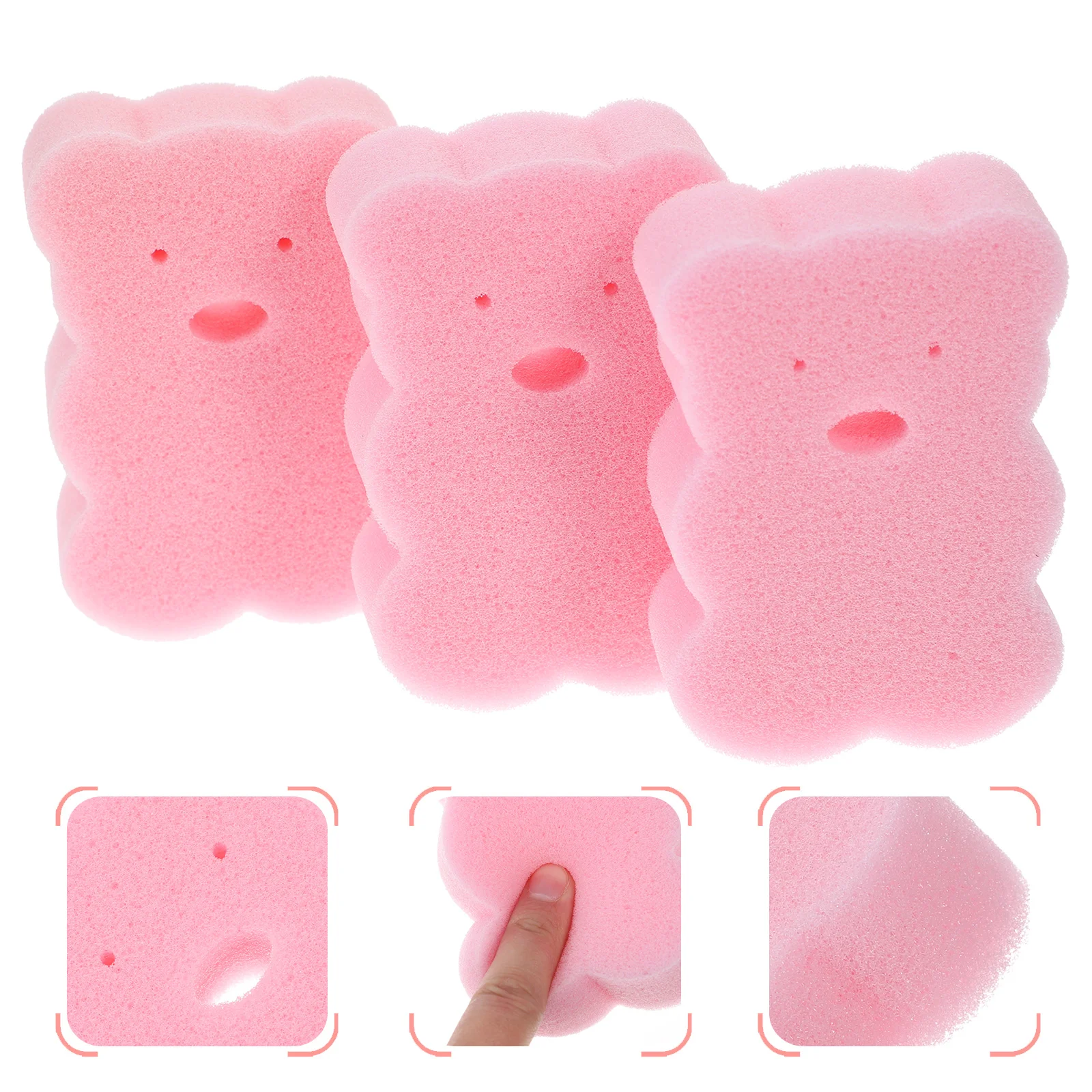 6Pcs Baby Bath Sponges Bear Shape Shower Sponges Bathroom Supplies for Infants Kids Adults