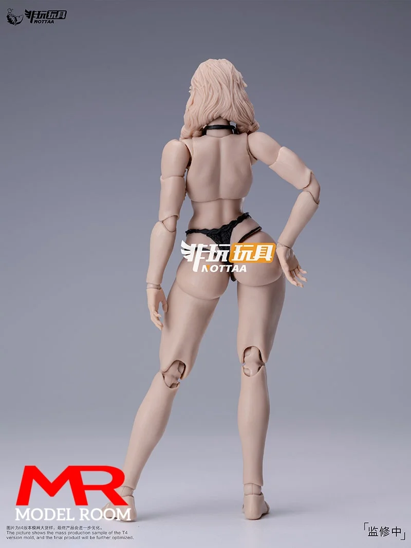 Notaman NT-04 1/12 weiblicher superflexibler Gelenkkörper, 16 cm, Mädchen, weiß, gelb, Actionfigur, beweglicher Körper mit Kopfskulptur