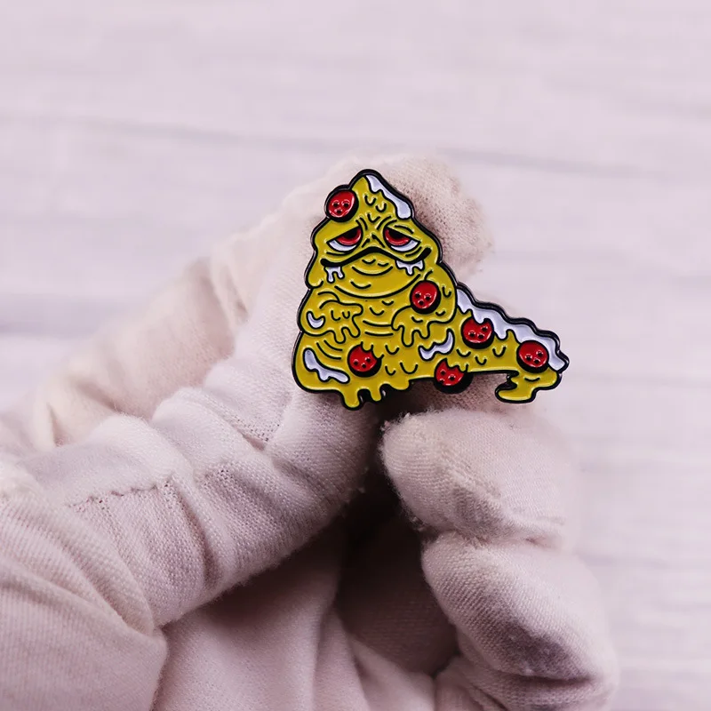 C3496 Pizza Enamel Brooches Dynamic funny Weird Pin Cartoon cute pizza Badge To friends who like pizza Jewelry gift for kids