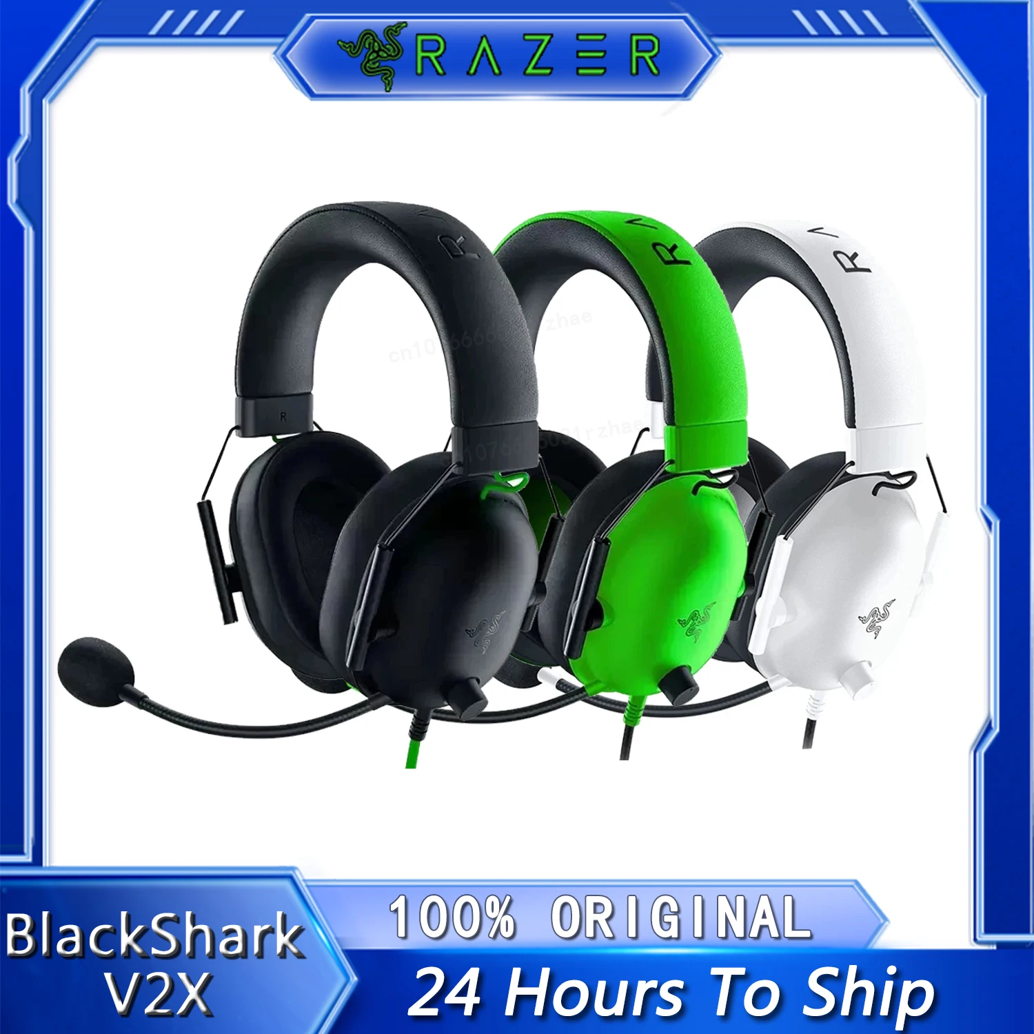 Razer BlackShark V2 X Wired Esports Headset Advanced Passive Noise Cancellation, 7.1 Surround Sound, Hyperclear Cardioid Mic