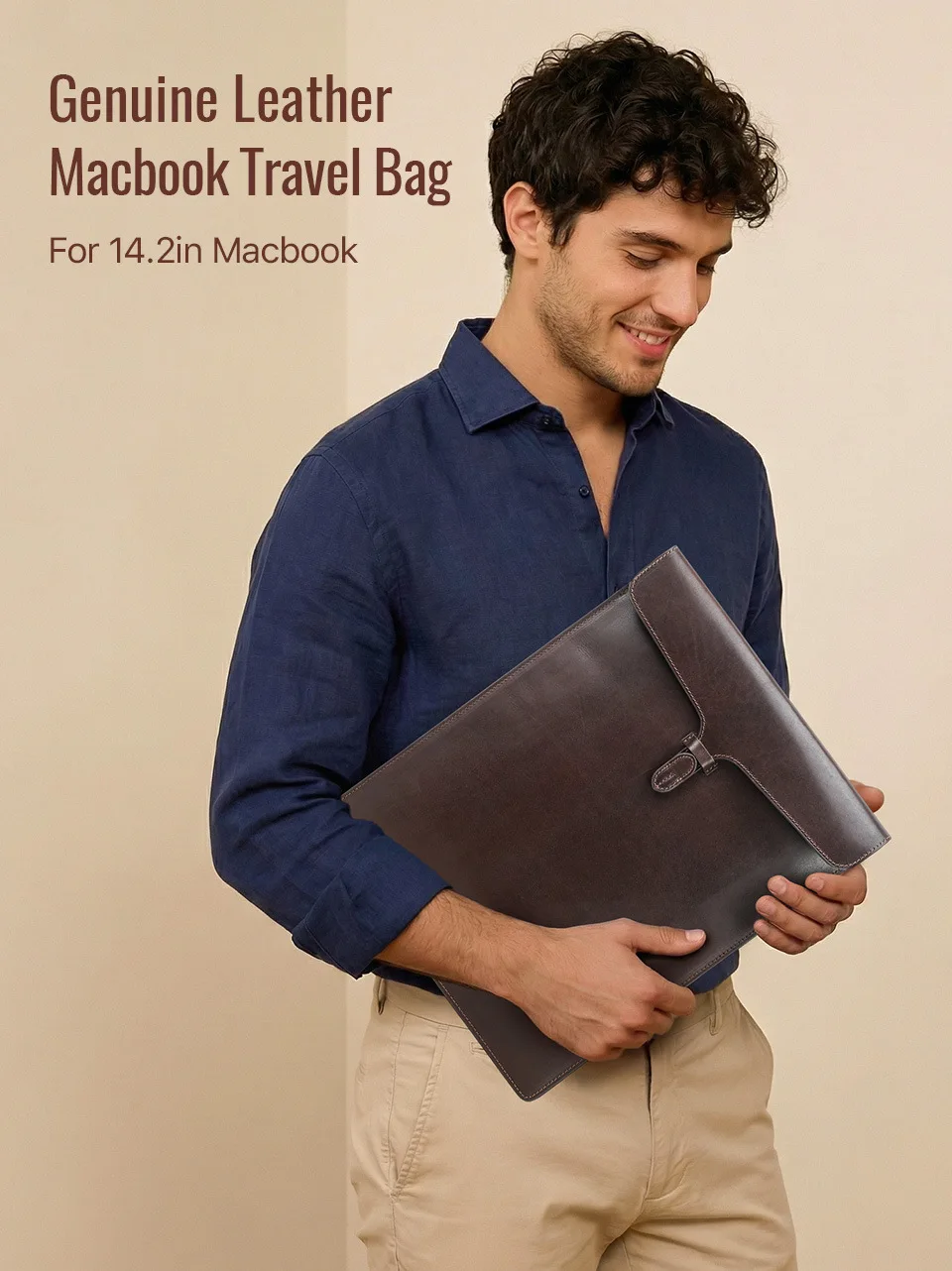 Full-grain Leather MacBookPro 14-Inch Computer Bag with Pen Slot  Notebook Computer Protective Cover