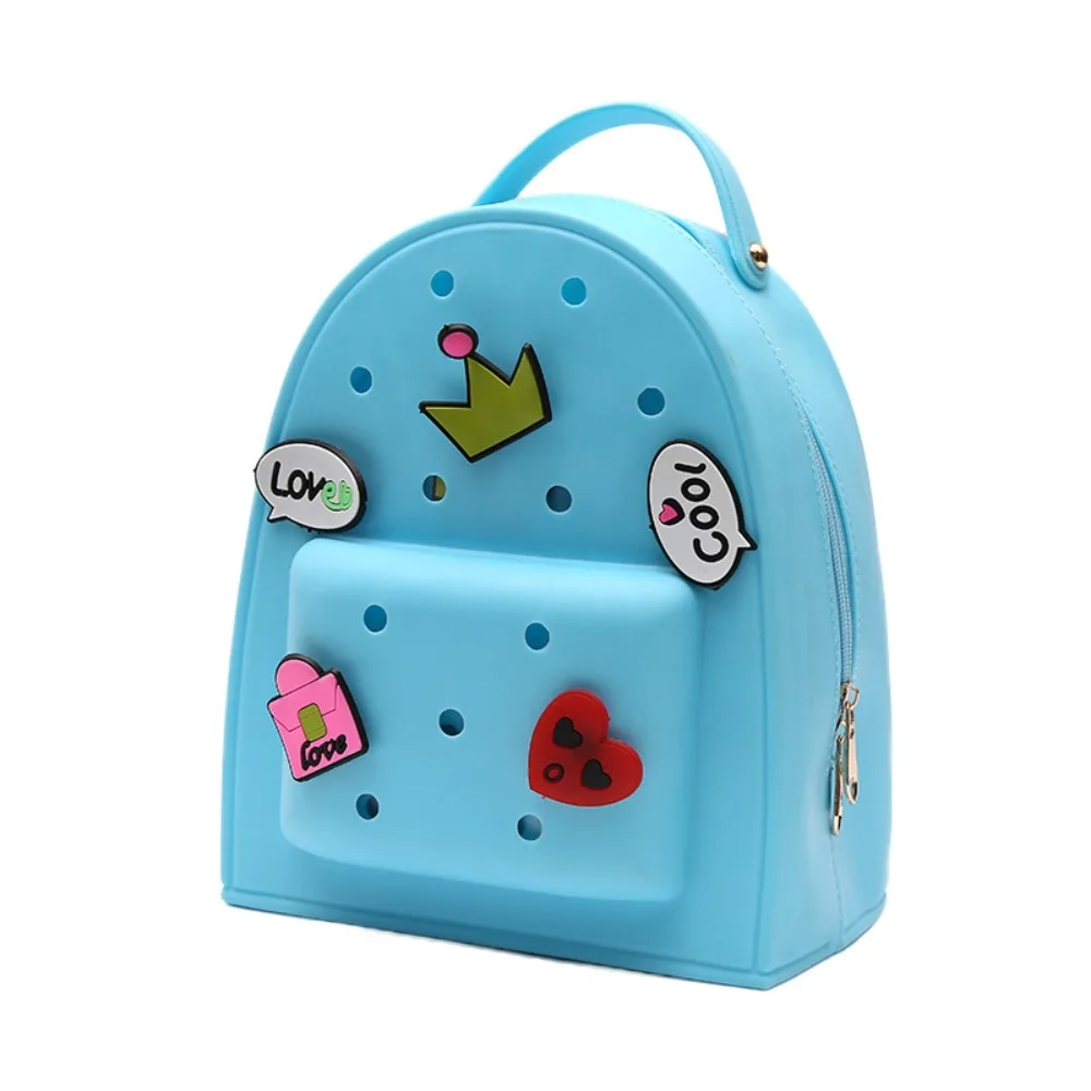 Cartoon Adjustable Straps Silicone Backpack Waterproof Zippered Schoolbags Soft Durable Kindergarten Knapsack Ladies