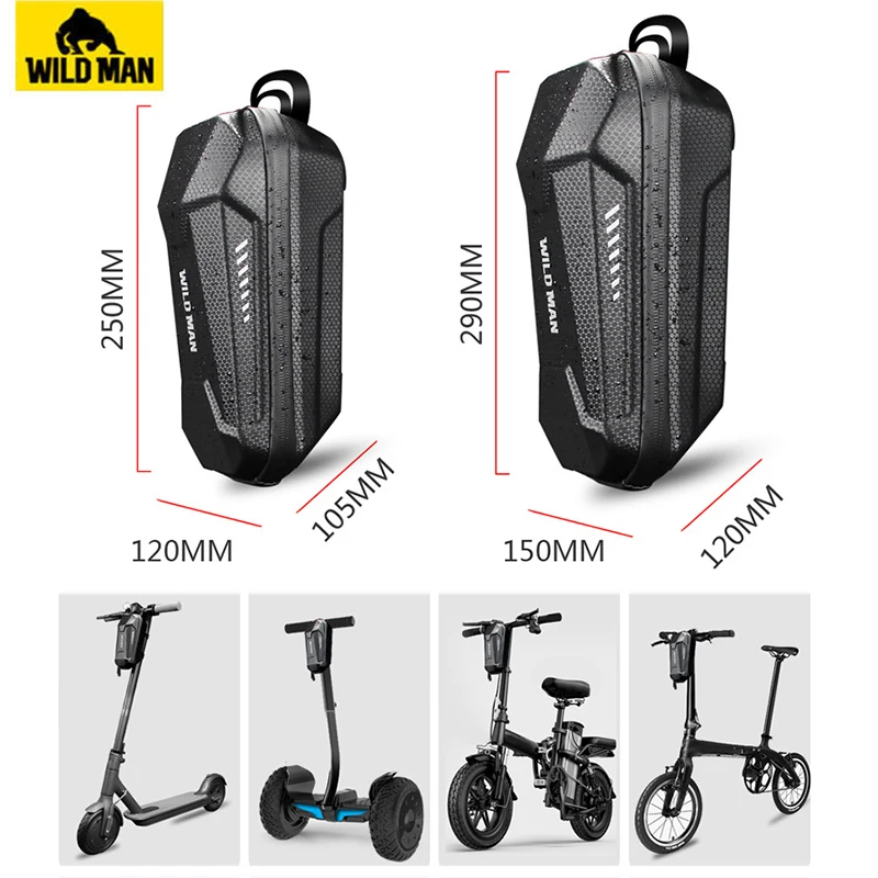 WILD MAN Rainproof Folding Bicycle Bag Electric Scooter Hangs Bag Universal Electric Scooter EVA Hard Shell Bag Bike Accessories