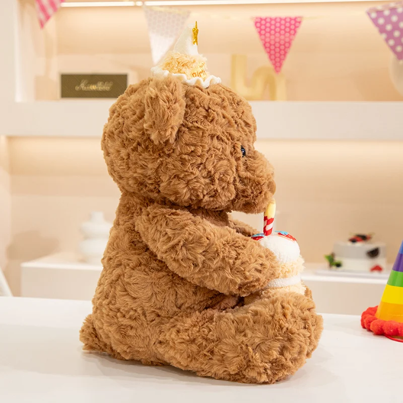 Simpatico orsacchiotto di peluche Bubble Tea Orso di compleanno Orso di peluche con pigiama Torta Tè al latte Compagno di sonno Bambola Compleanno per bambini Gify