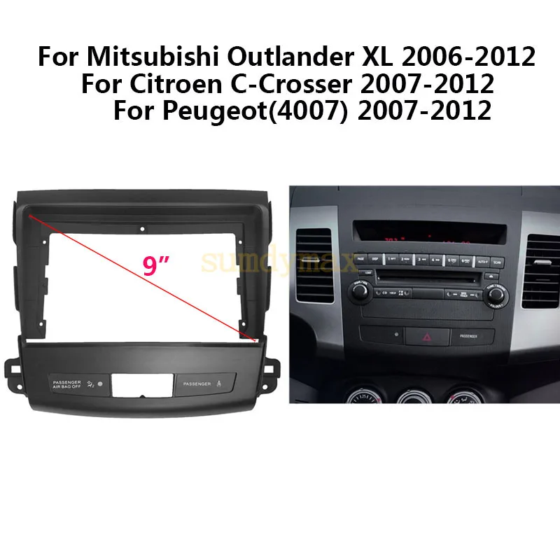

9inch Android Radio Dashboard Kit Face Plate Fascia Frame for Mitsubishi Outlander 2008-2016 car panel Dash Mount Kit
