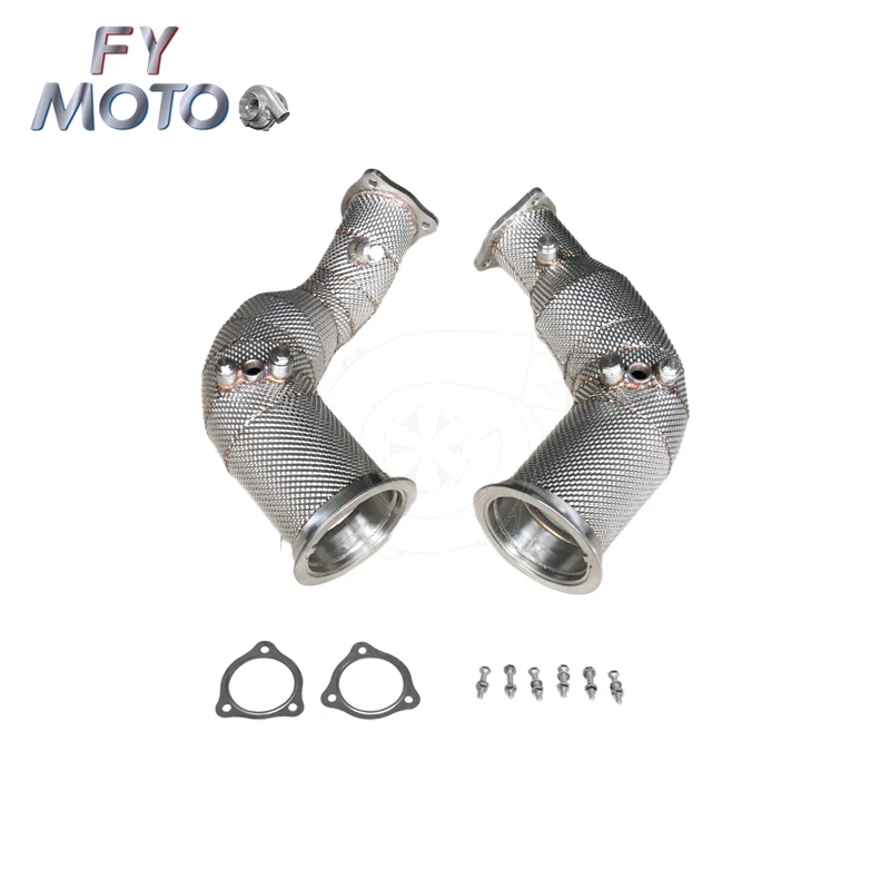 Exhaust Catted Downpipe for AU DI RS4 B9 RS5 F5 2.9T 20+ LHD with Heat Shield with OPF