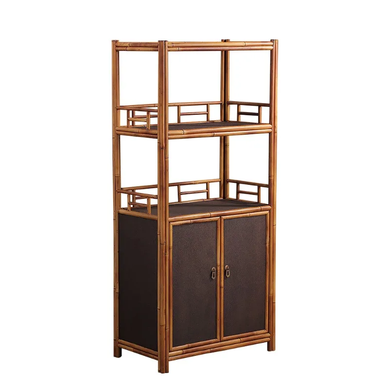 

Phoenix eye bamboo bookshelf tea cabinet, tea ceremony utensils storage cabinet