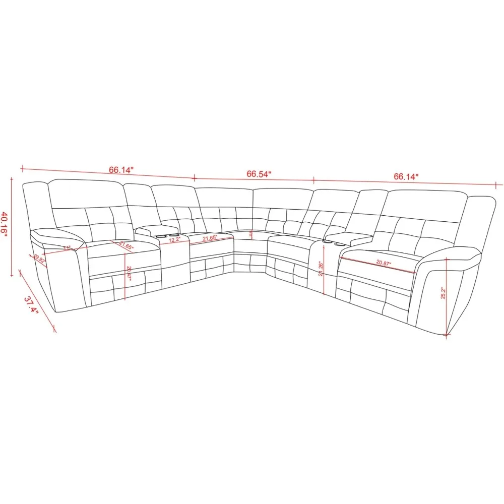 living room sofas     Smart Sofa Leather Convertible Sofa Sofa 4 reclining seats dark gray37.4 x 66.14 x 40.16 inches