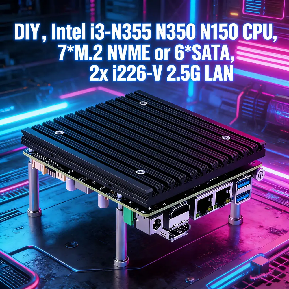 

2-портовый мини-ПК i226 2.5G с функцией фаервола, Intel i3-N355/N350/N150, 7 слотов M.2 NVME или 6 SATA, поддержка AES-NI, роутер с поддержкой pfsense и Openwrt.