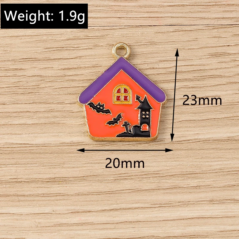 Tusember 10 Stück neue Halloween-Charms Kürbis Böser Geist Vampir Fledermaus Spinne Charms Anhänger für DIY Ohrring Halskette Schmuck – Detail 2