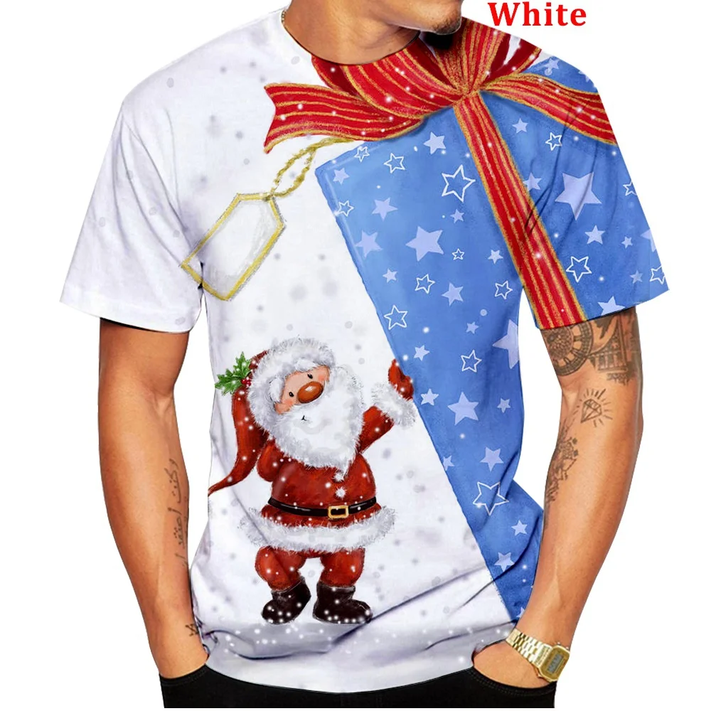 Men/Women Fashion 3D Print T-shirt Christmas Short Sleeve Unisex Casual Santa Claus Cartoon Tee