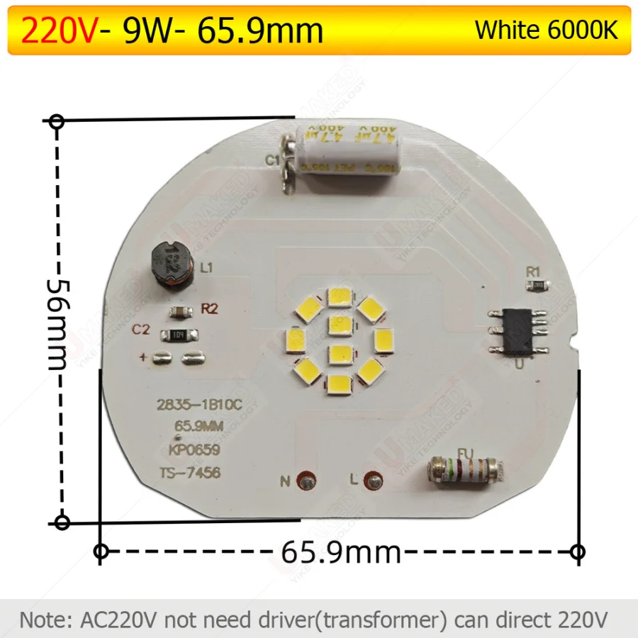 Imagem -02 - Driverless Led Pcb com Smd Integrado ic Driver Luz de Rastreamento Downlight Led Direto 3w 5w 9w ac 220v 10 Pcs