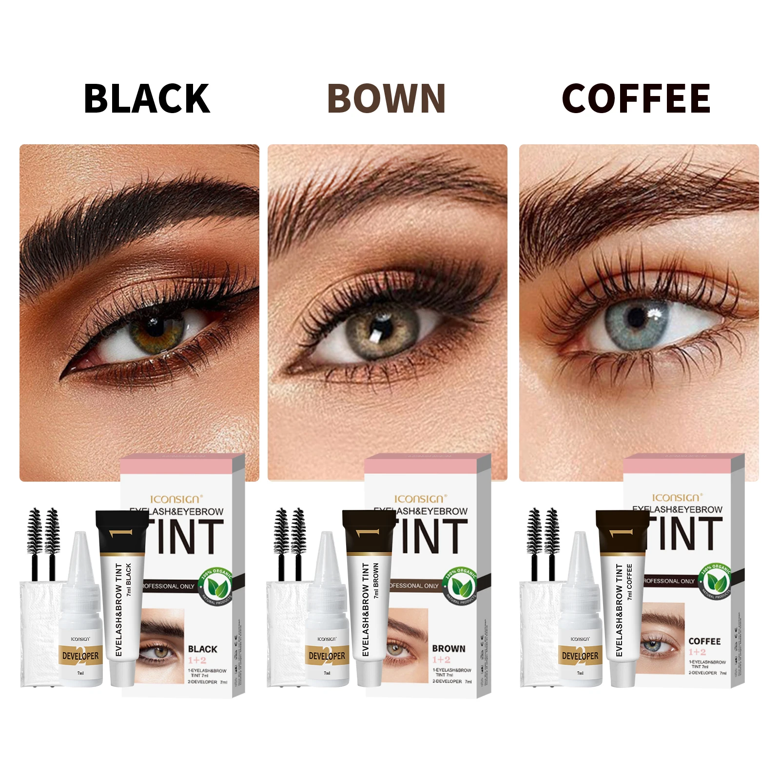 Wimpernlift-Set und Tönungsset, schwarzer Farbstoff, Pro-Wimperndauerwellen-Schnelllifting-Set, semi-permanent für 4–6 Wochen für Salon, Zuhause, Heimwerken, Braun, Kaffee