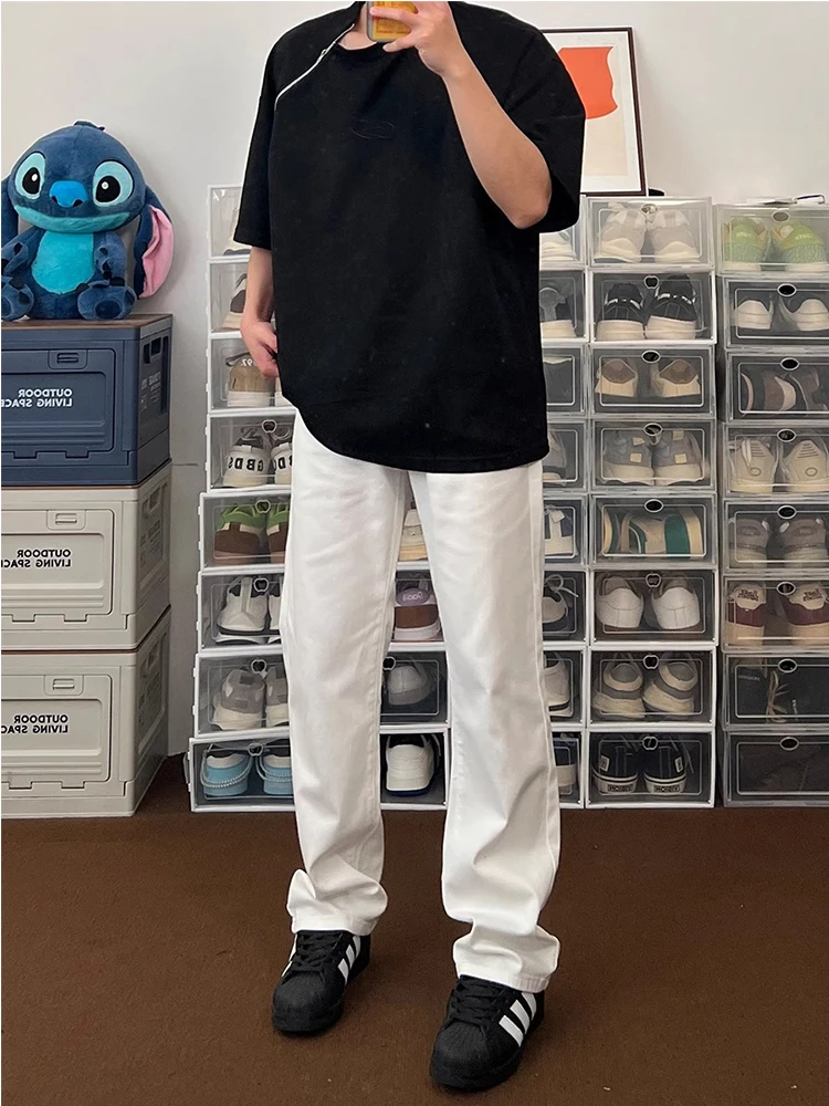 

Белые расклешенные джинсы American Sle Cleanfit, мужские летние модные прямые свободные универсальные длинные брюки Haome, широкие джинсы