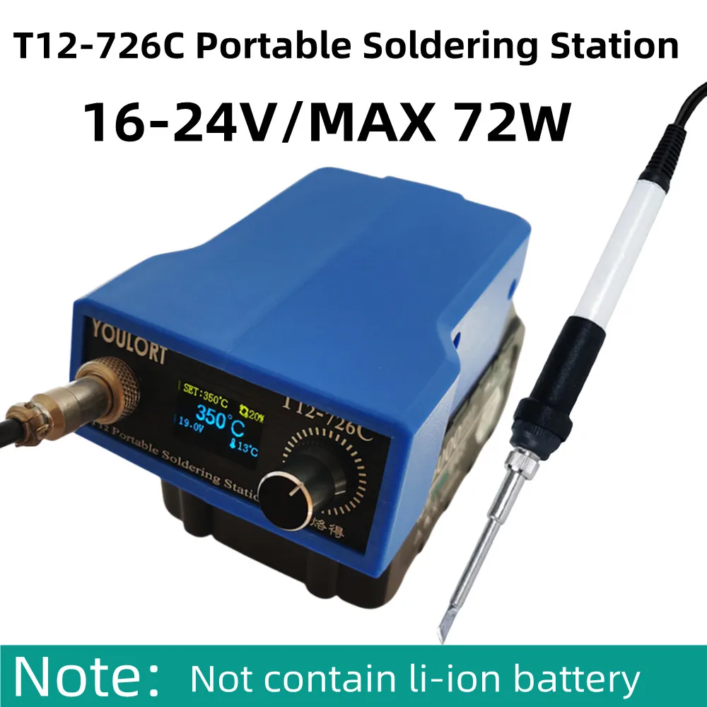 Estación de soldadura inalámbrica T12-726C, soldador eléctrico para batería de iones de litio de 16-24V máx, para batería Makita