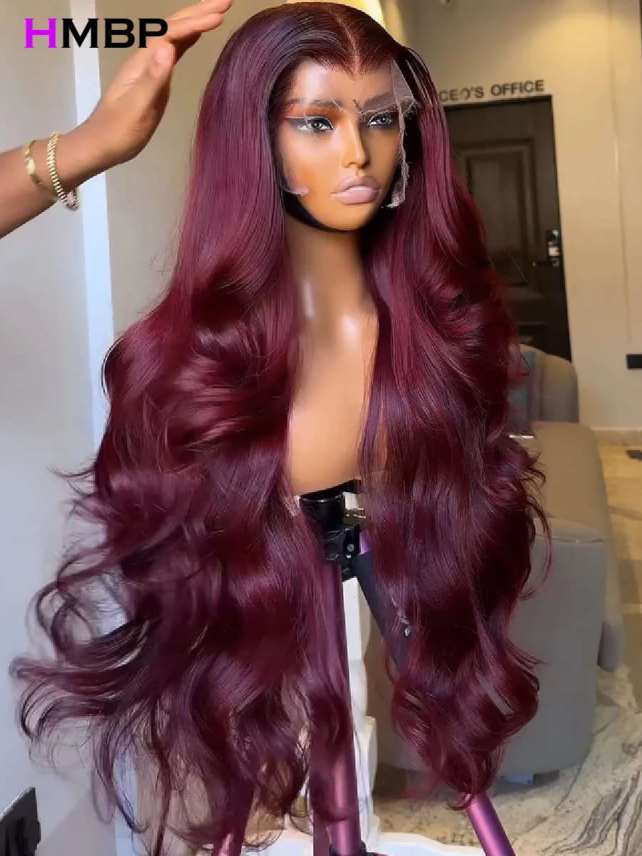 

Burgundy 450 Density 13x6/13x4 Transparent HD Lace Frontal Wigs Human Hair Body Wave 360 Glueless Lace Frontal Human Hair Wig