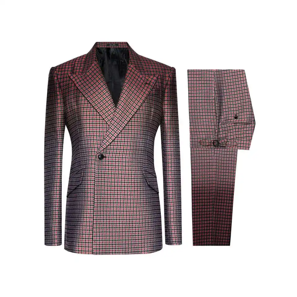 

Деловые клетчатые свадебные смокинги с остроконечными лацканами на одной пуговице, мужской костюм, красивый комплект из трех предметов, вечерний пиджак для выпускного вечера, жениха по индивидуальному заказу