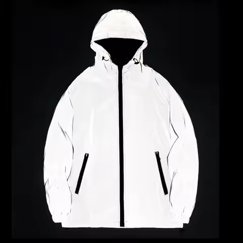 NEW SIZE Night Reflective Jackets Double Fabric Windbreaker Hooded Jacket Men Hip Hop Dancer Waterproof Zipper Coats Outwear