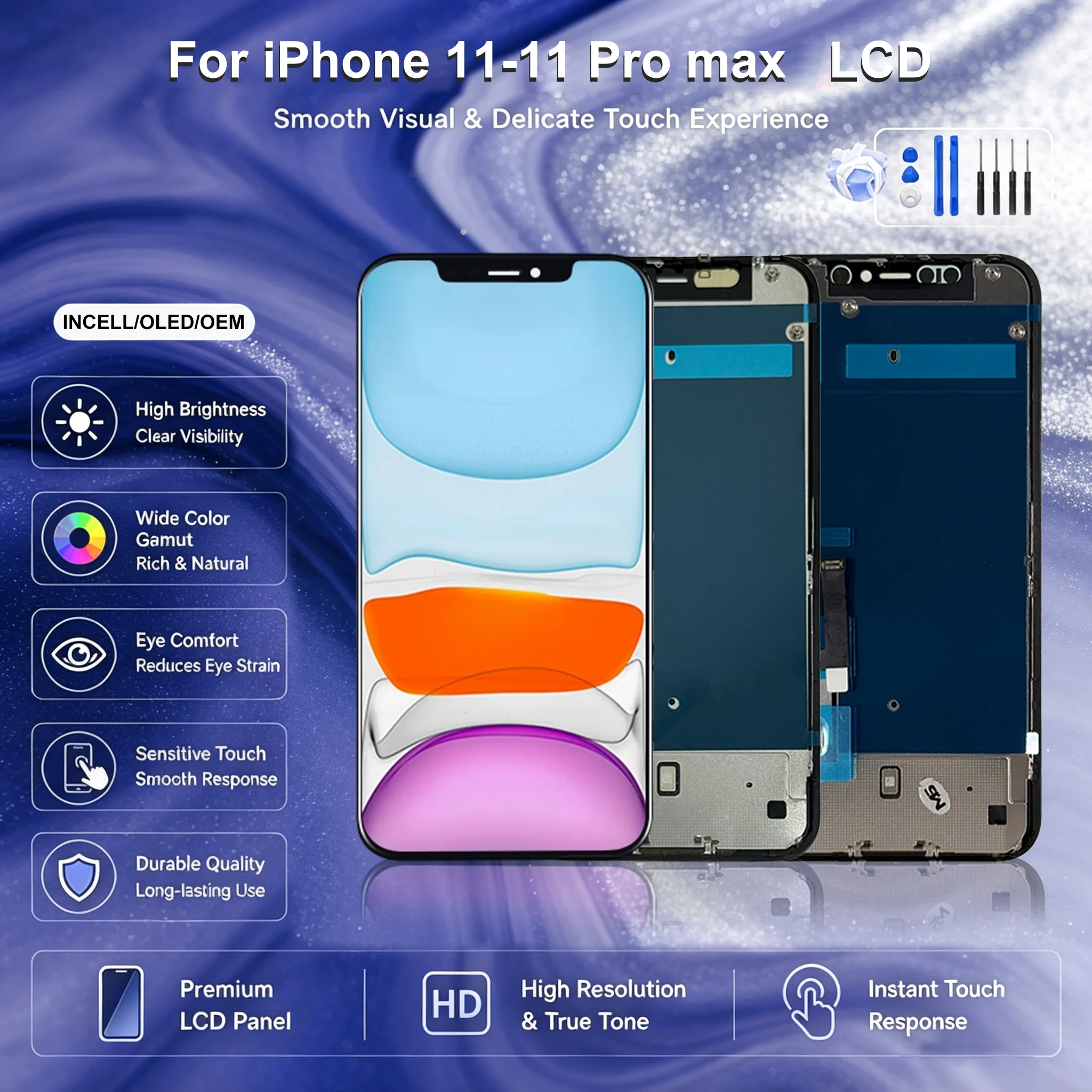 아이폰 11용 AAA OLED LCD OEM 11 Pro 디스플레이 터치 스크린 디지타이저 어셈블리, 아이폰 11 Pro Max LCD INCELL 교체 부품