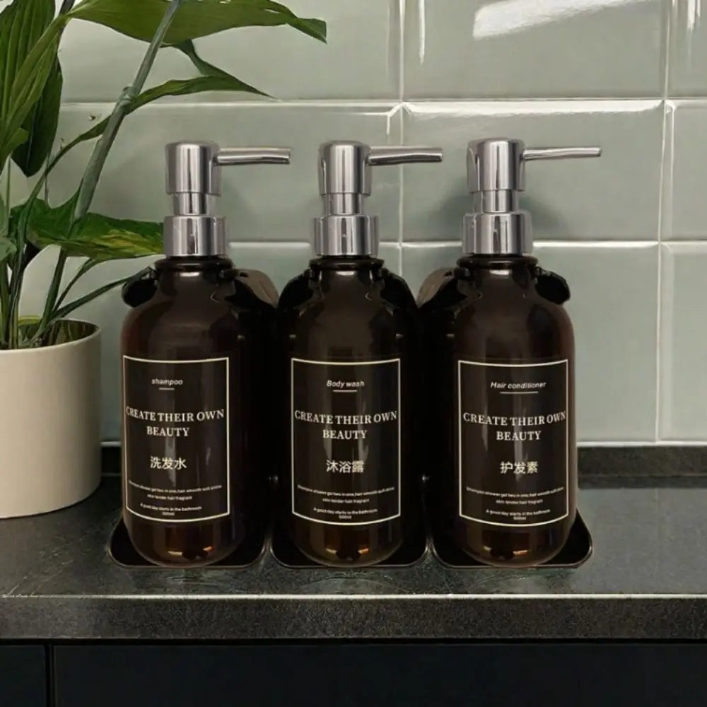 

Hand Press Wall Mounted Soap Dispenser Clear/Brown Lock Bath Lotion Container With Labels Leak-Proof Empty Pump Bottle