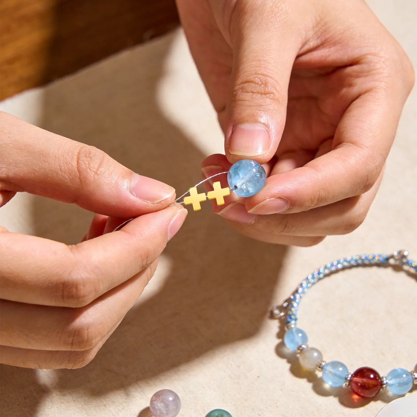 

40Pcs Gold Plated Cross Beads 18K Premium Spacer Beads for Jewelry Making DIY Craft Projects Necklaces Bracelets Handmade