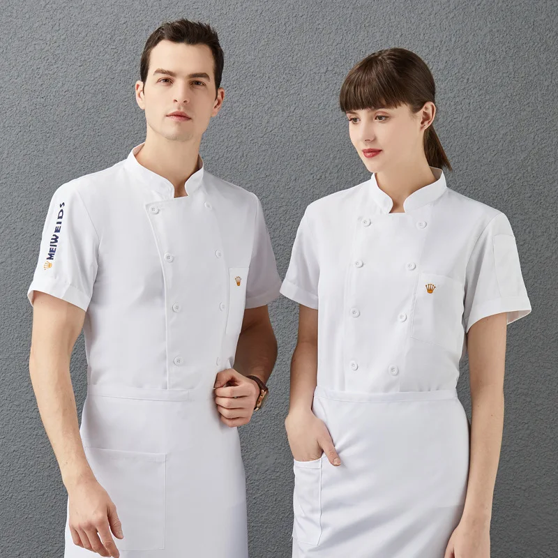 Snack Chef Uniform Short-Sleeved Summer Clothes Unisex Kitchen Kitchen Clothes Restaurant Restaurant Kitchen Mess Cook Work Clot