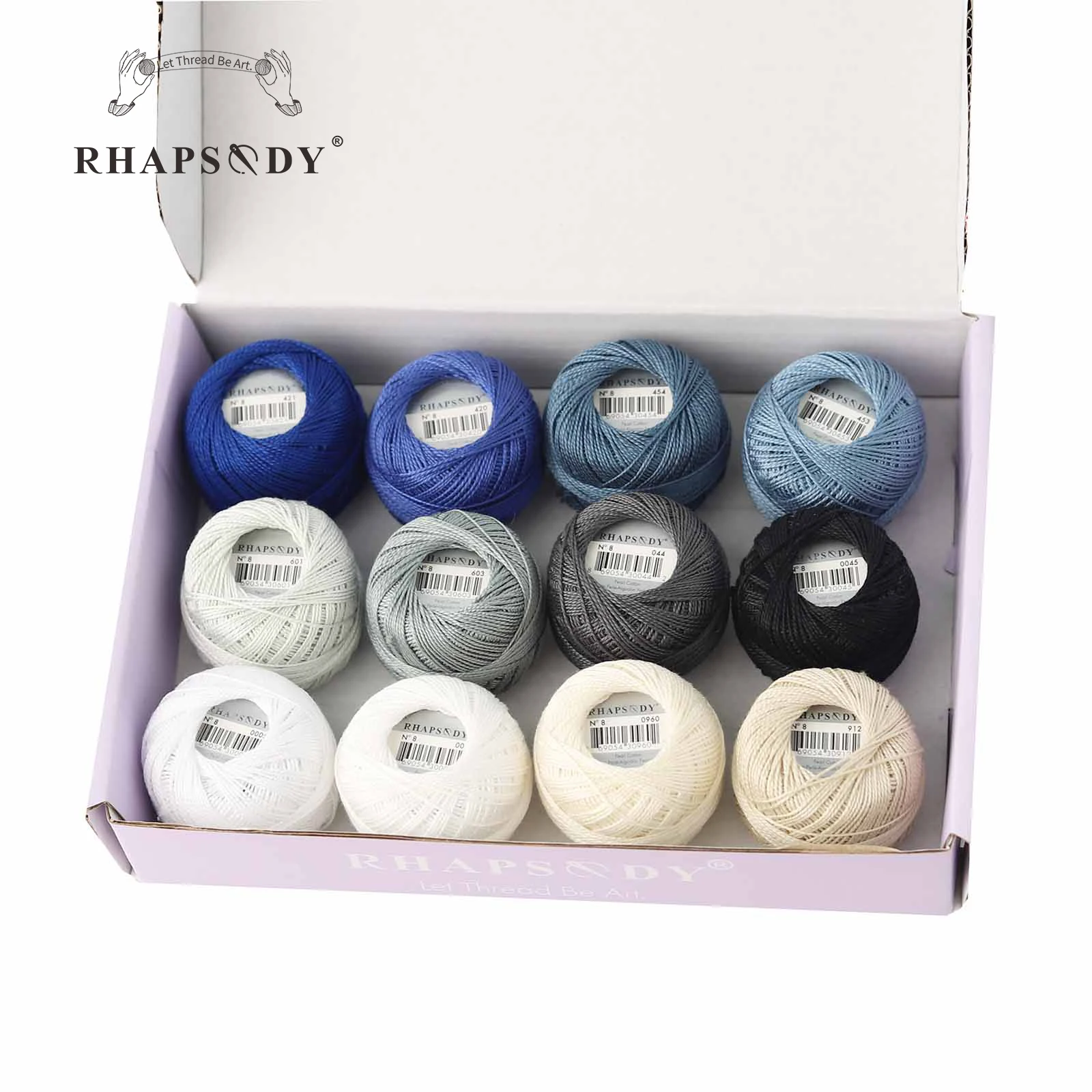 Rhapsody Größe 8, Häkelfaden, doppelt merzerisiert, lange Stapel, ägyptische Baumwolle, Perle, 12 verschiedene Farben, Set 43 Yards, 5 Gramm Kugel – Detail 32