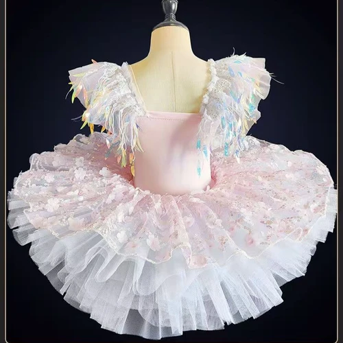 Imagen 2 del producto Vestido bonito de verano para niños, traje de fiesta de Ballet, Vestidos de baile de cisne para niñas, tutú de princesa para espectáculo, ropa de bebé, Vestidos, disfraz para niños
