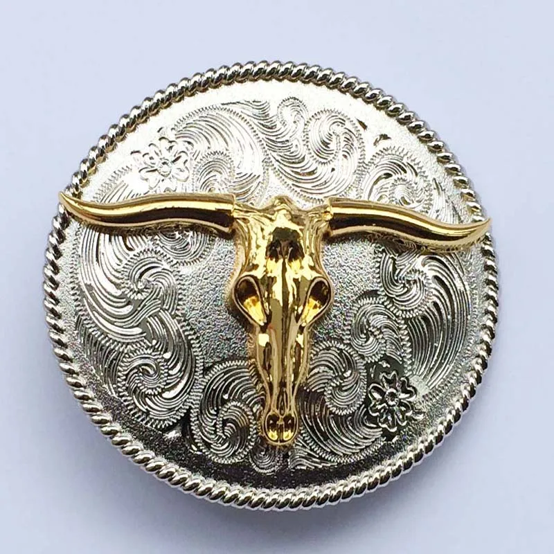 Black Bull Horn Head Enamel Belt Buckle
